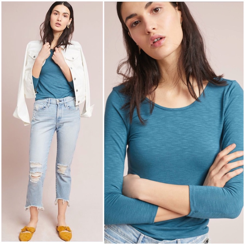 Anthropologie Ballerina Layering Top Blue NWT Md - Picture 1 of 7